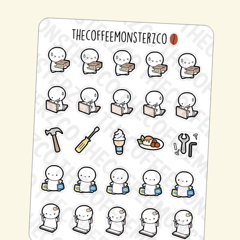 ikea emotis Hand Drawn Planner Stickers and Bullet Journal Emoti Stickers E134 image 1