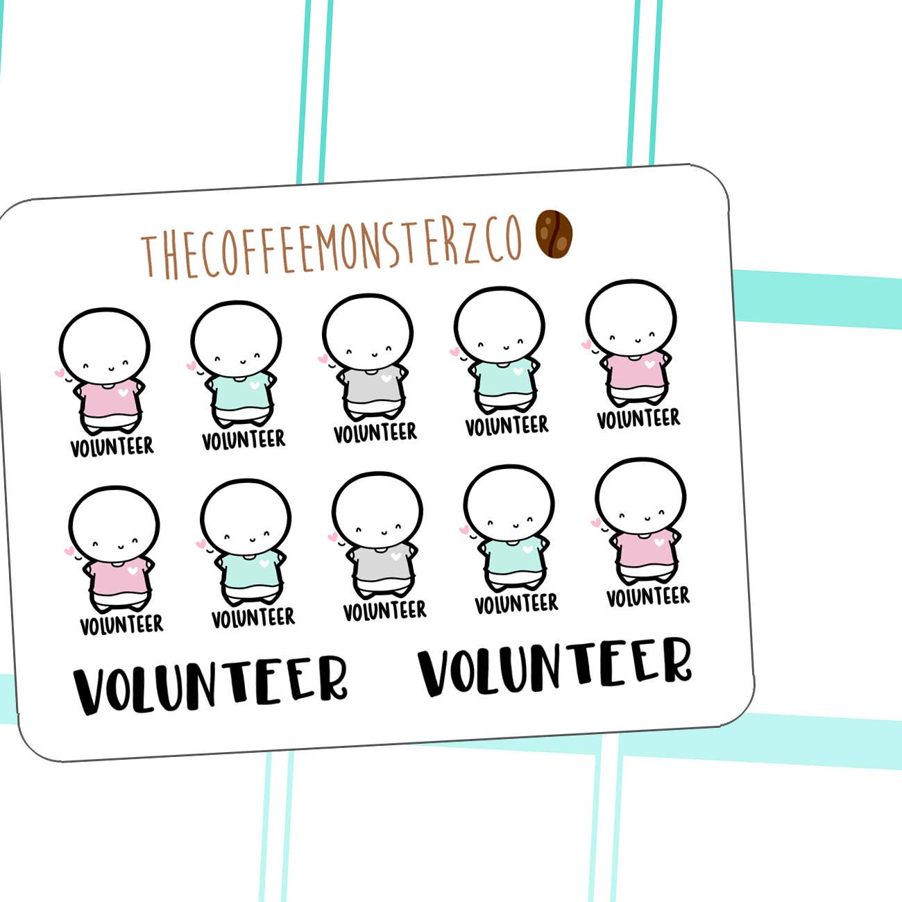 Volunteer Emotis Mini Sticker Sheet | Hand Drawn Planner Stickers and…