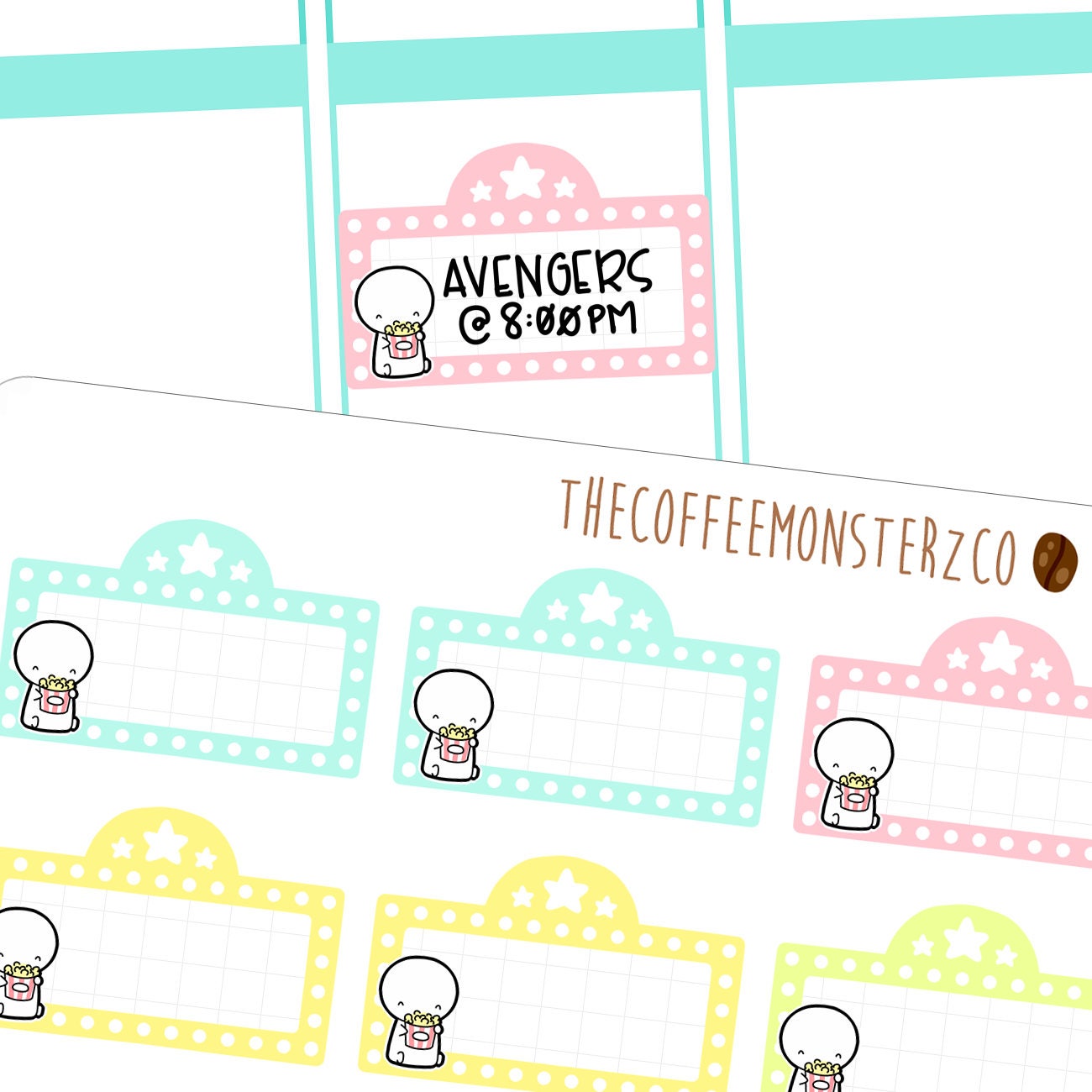 Emoti Movie Marquees | Hand Drawn Planner Stickers and Bullet Journal…
