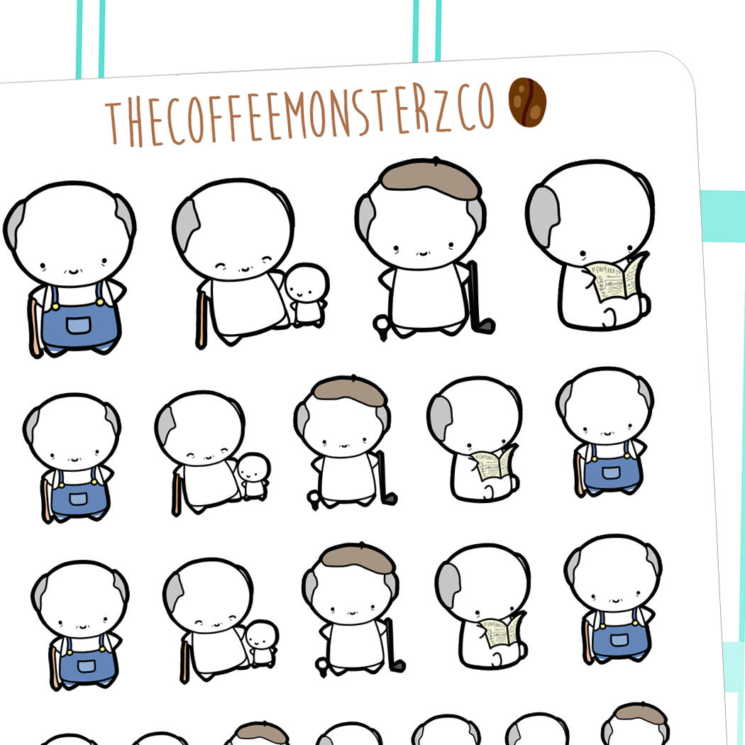 grandpa emotis - | Hand Drawn Planner Stickers and Bullet Journal Emo…