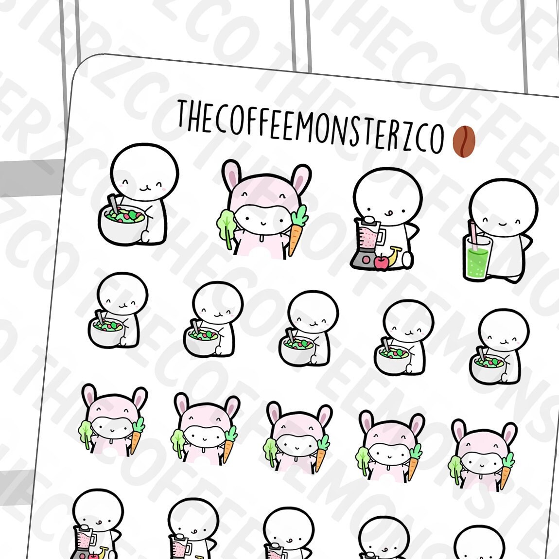 Healthy Eating Emotis #RabbitLife | Hand Drawn Planner Stickers and B…