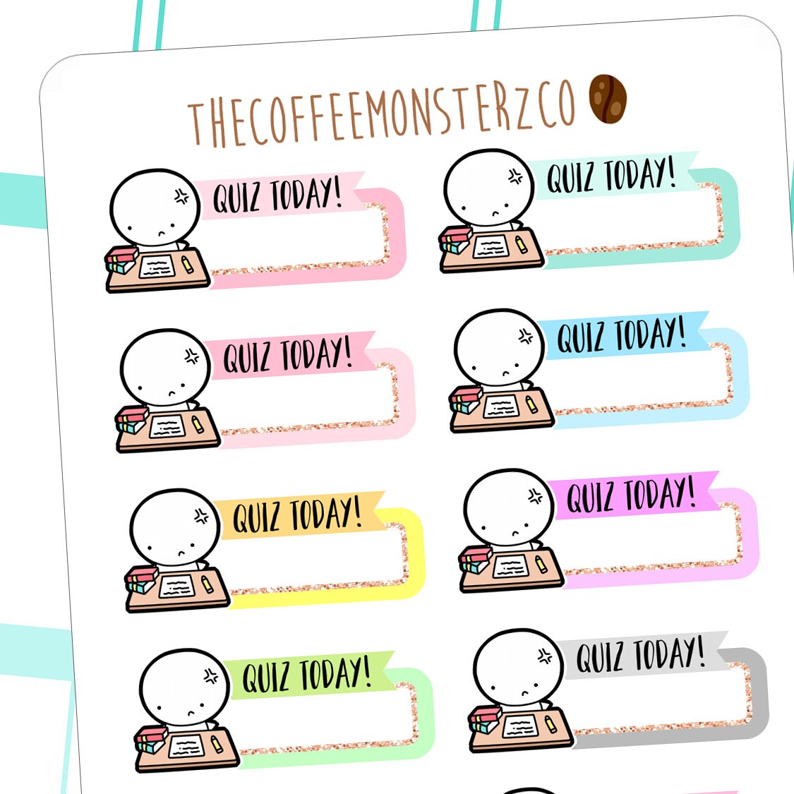 Quiz Today Emoti Labels | Hand Drawn Planner Stickers and Bullet Jour…