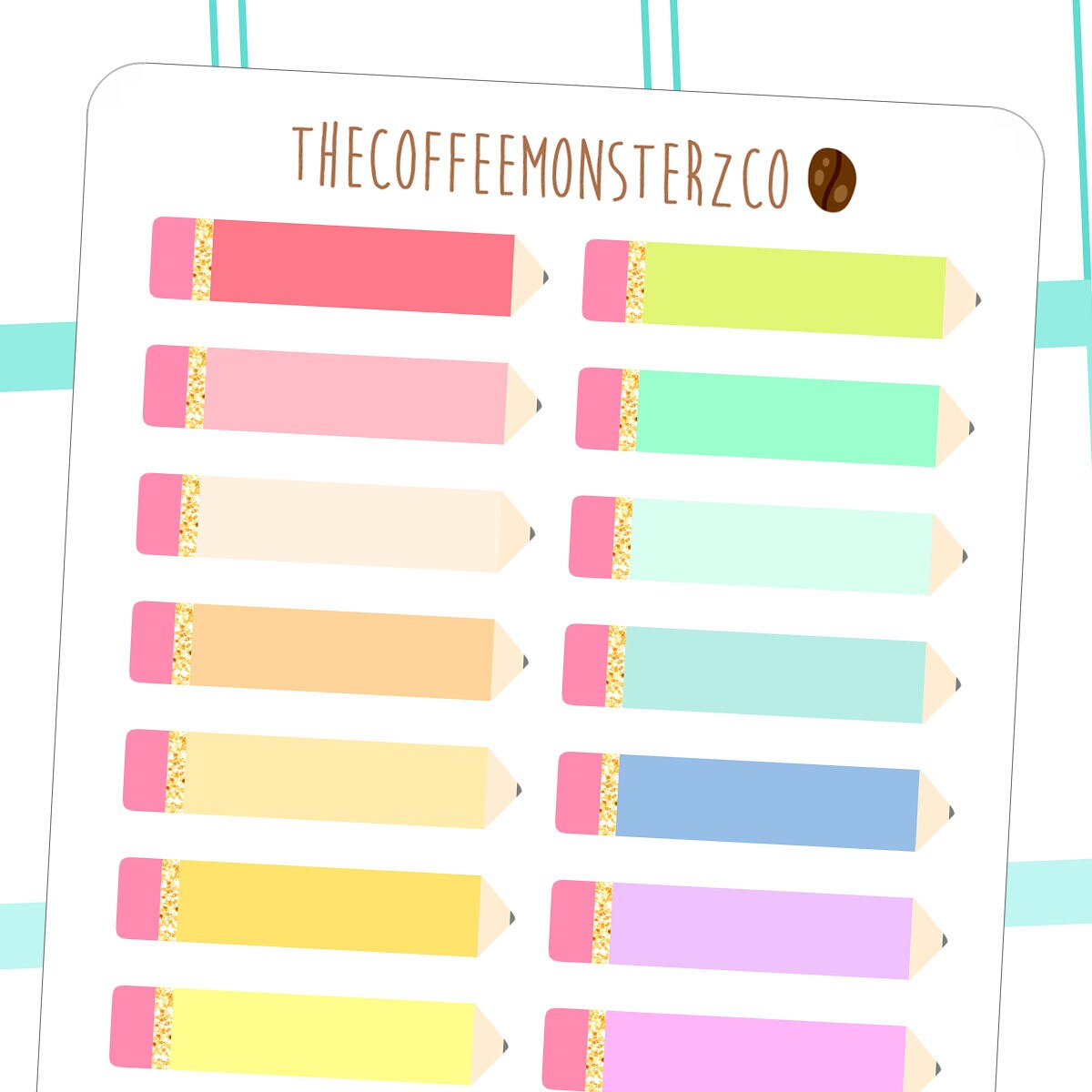 rainbow pencil labels - functional planner stickers C047