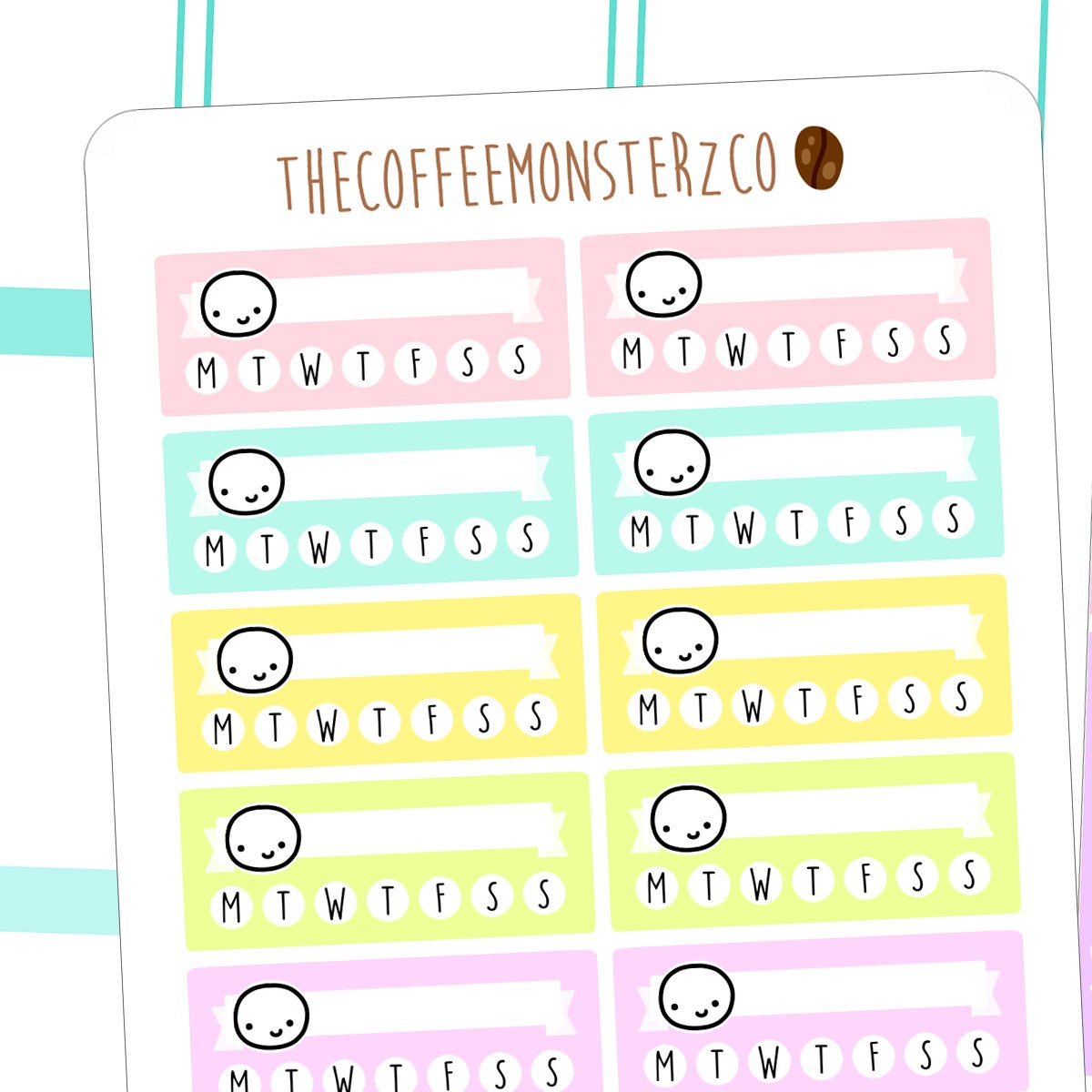 Emoti Habit Trackers | Hand Drawn Planner Stickers and Bullet Journal…