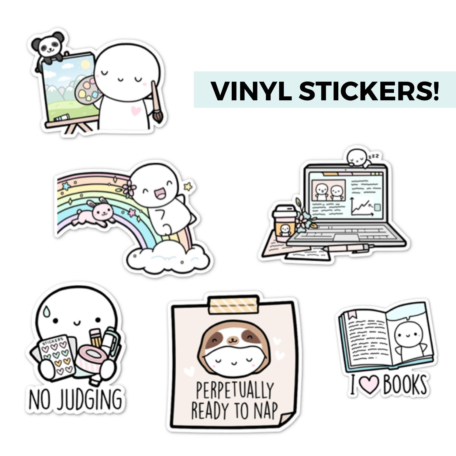 Various Emoti Vinyl Stickers | Hand Drawn Weatherproof Vinyl Die Cut …