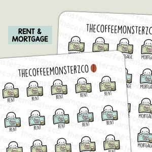 Rent and Mortgage Emotis | Hand Drawn Planner Stickers and Bullet Journal Emoti Stickers E1020