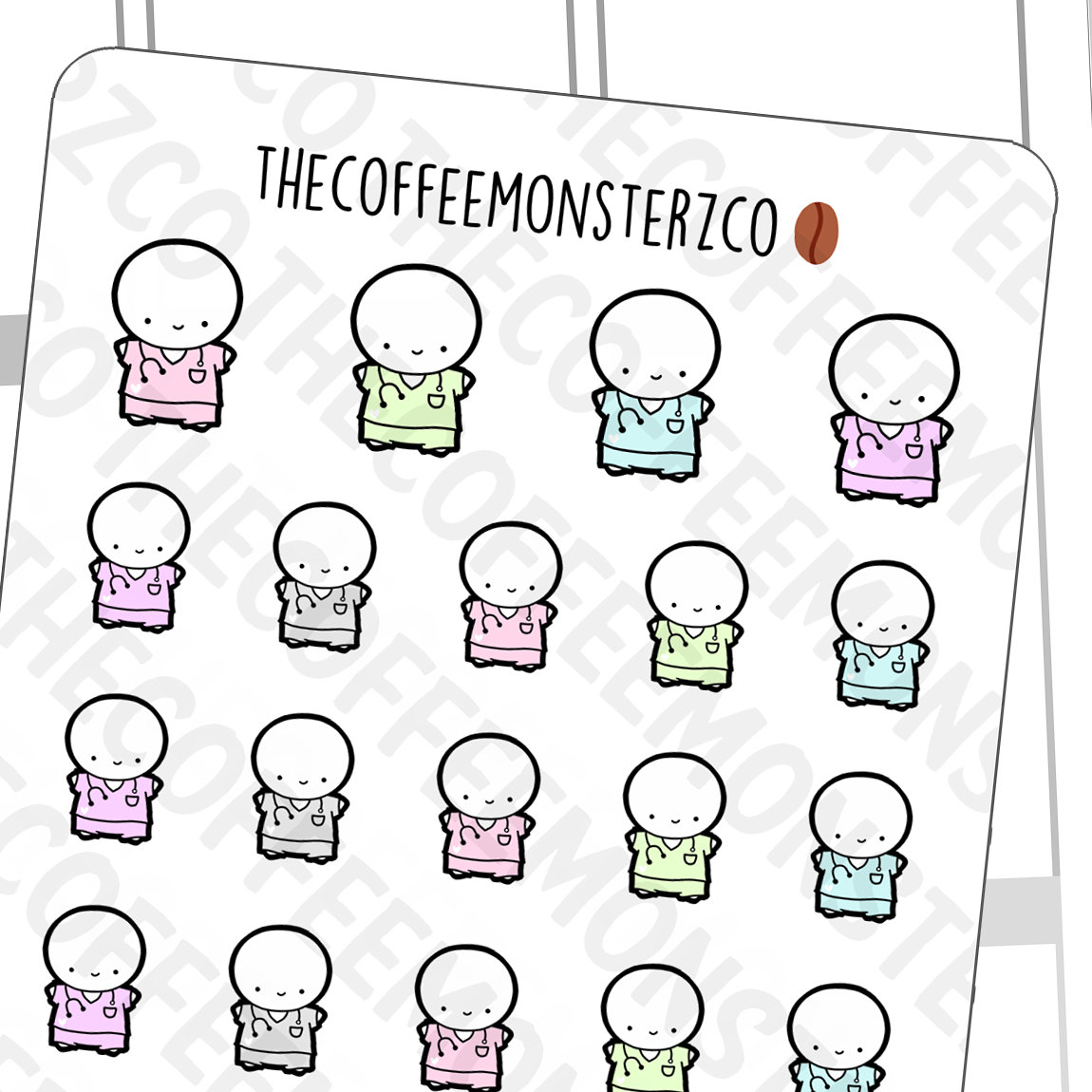 Nurse Emotis | Hand Drawn Planner Stickers and Bullet Journal Emoti S…