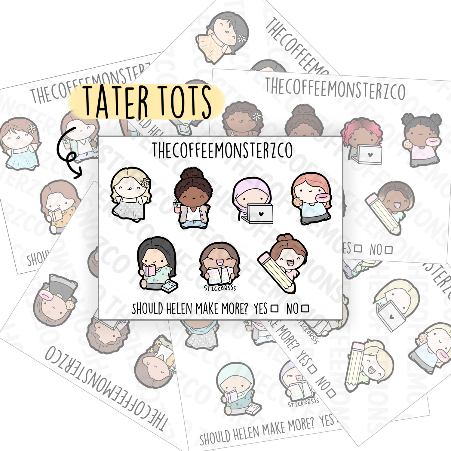 Tater Tots Stickers Mini Sticker Sheet | Hand Drawn Planner Stickers …