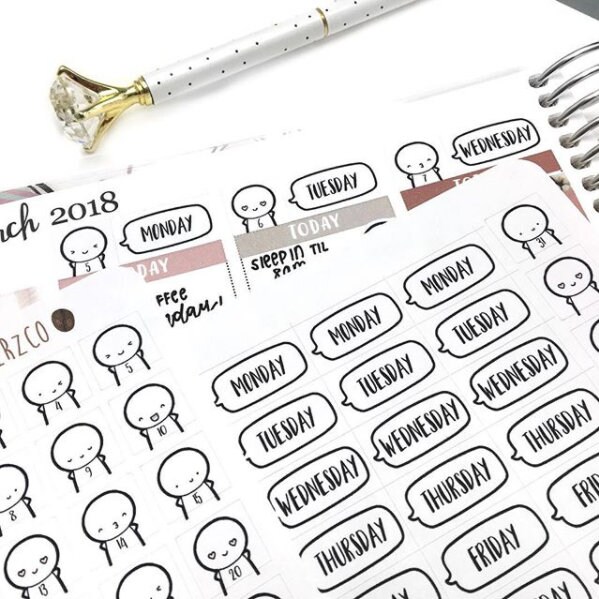 Emoti Date Covers (2 sheets for 1 month) | Hand Drawn Planner Sticker…