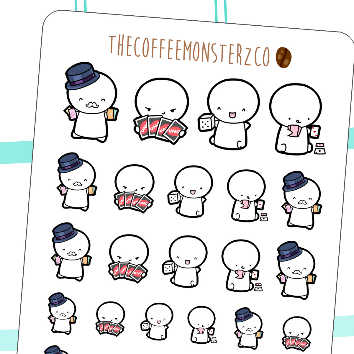 game night pt.1 emotis - hand drawn emoti stickers for your planner! …