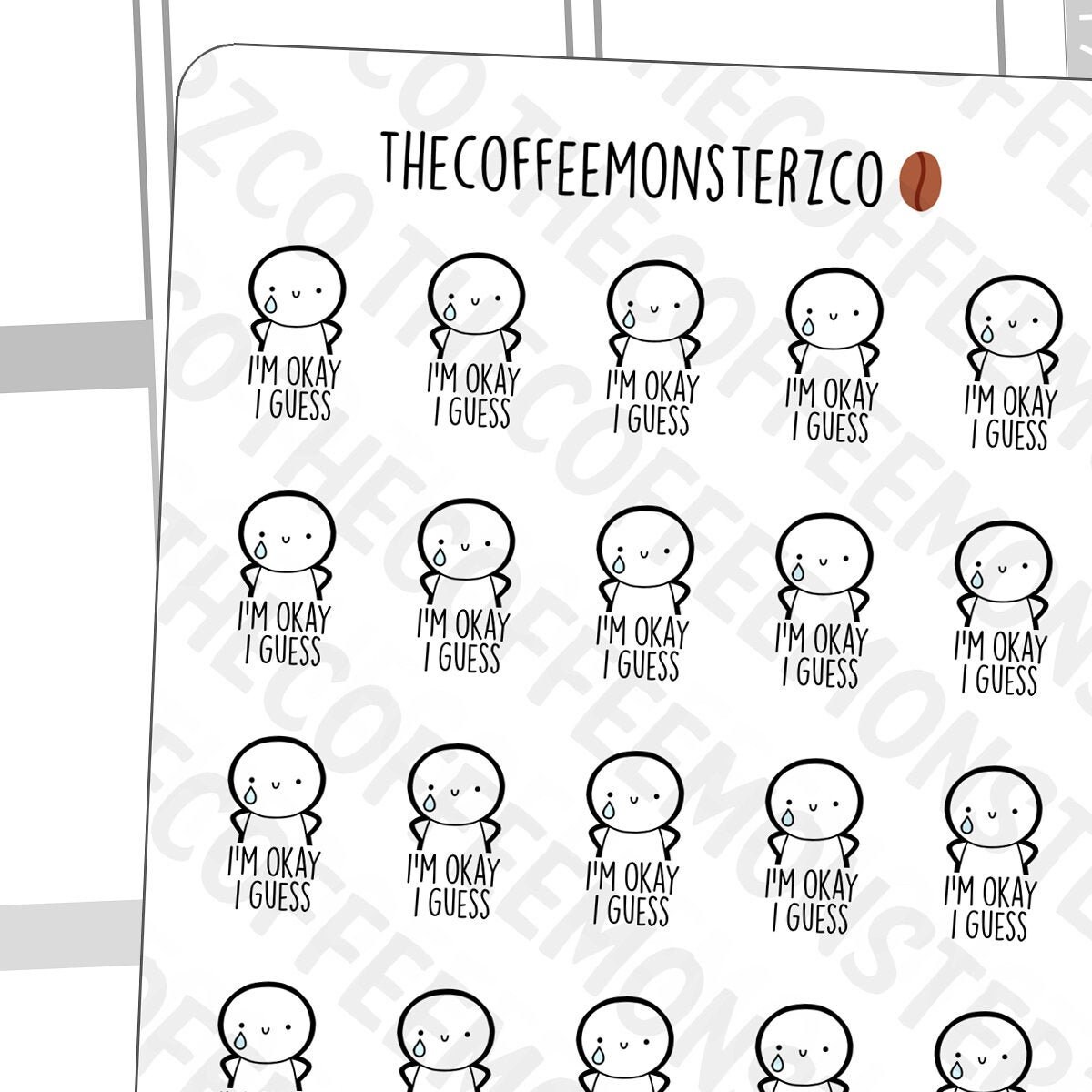 I'm Okay I Guess Emotis | Hand Drawn Planner Stickers and Bullet …