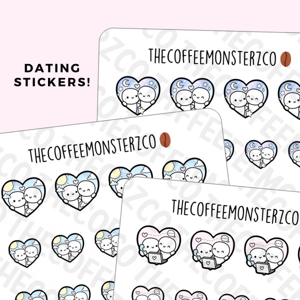 Dating Emoti Hearts | Hand Drawn Planner Stickers and Bullet Journal Emoti Stickers