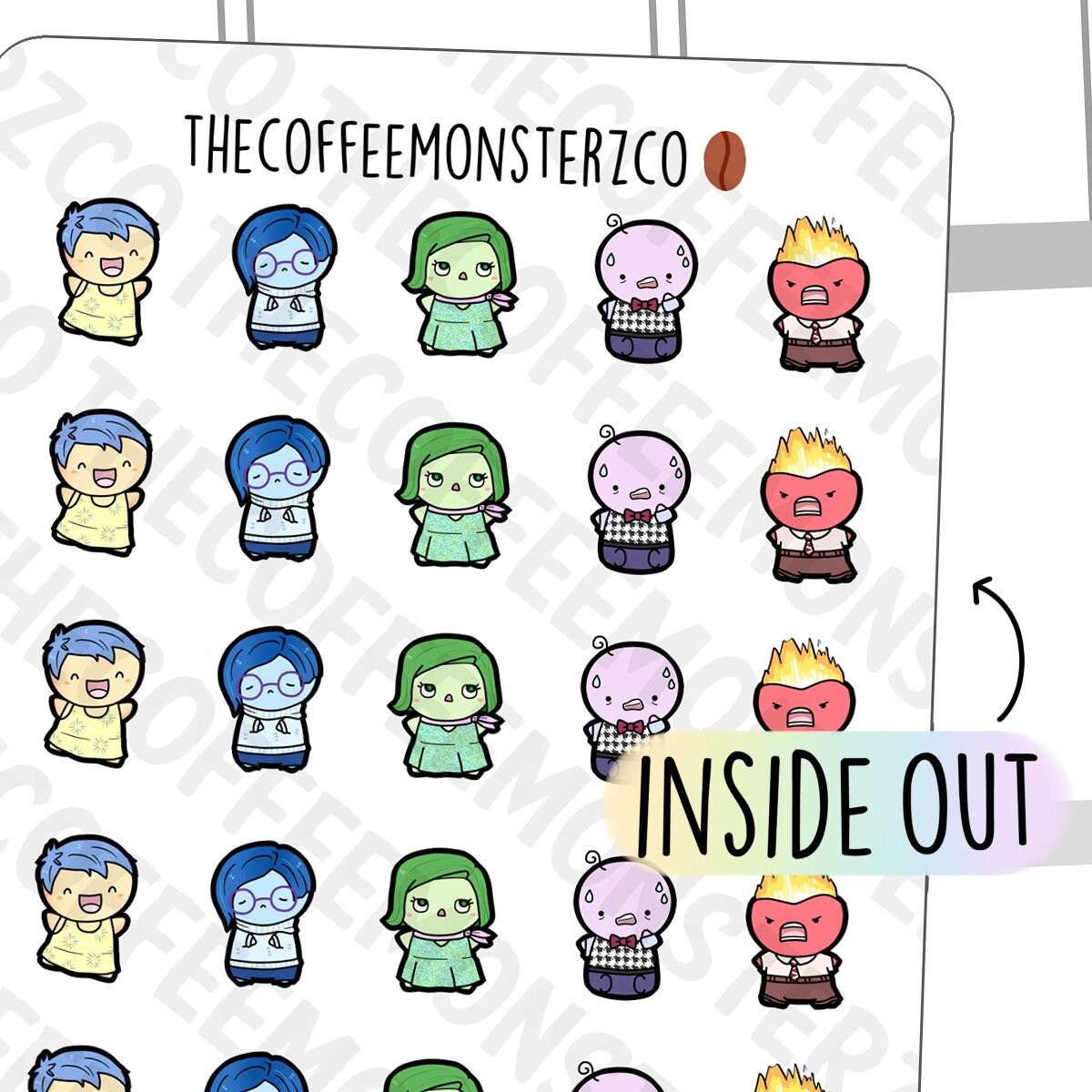 InsideOut Emotis | Hand Drawn Planner Stickers and Bullet Journal Emo…