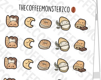 Bread and Pastry Doodles | Hand Drawn Planner Stickers and Bullet Journal Emoti Stickers E903