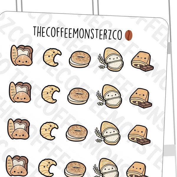 Bread and Pastry Doodles | Hand Drawn Planner Stickers and Bullet Journal Emoti Stickers E903