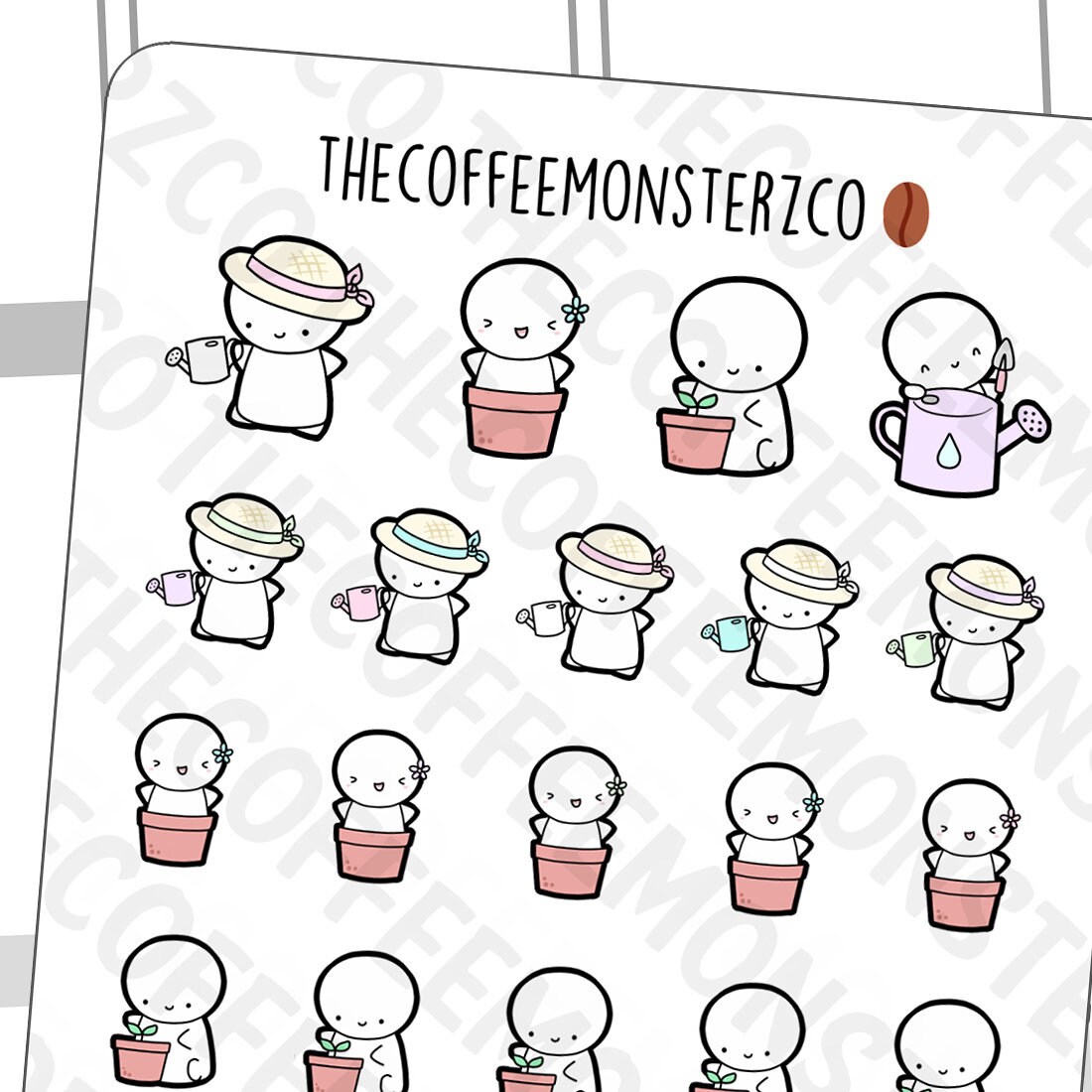 Gardening Emotis | Hand Drawn Planner Stickers and Bullet Journal Emo…