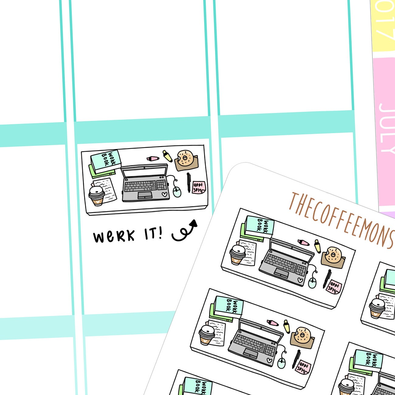 A Working Girl's Desk | Hand Drawn Planner Stickers and Bullet Jo…