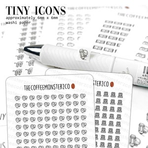 Tiny Icons Washi Aufkleber | Handgezeichnete Sticker für Planner und Bullet Journal Sticker, E1137