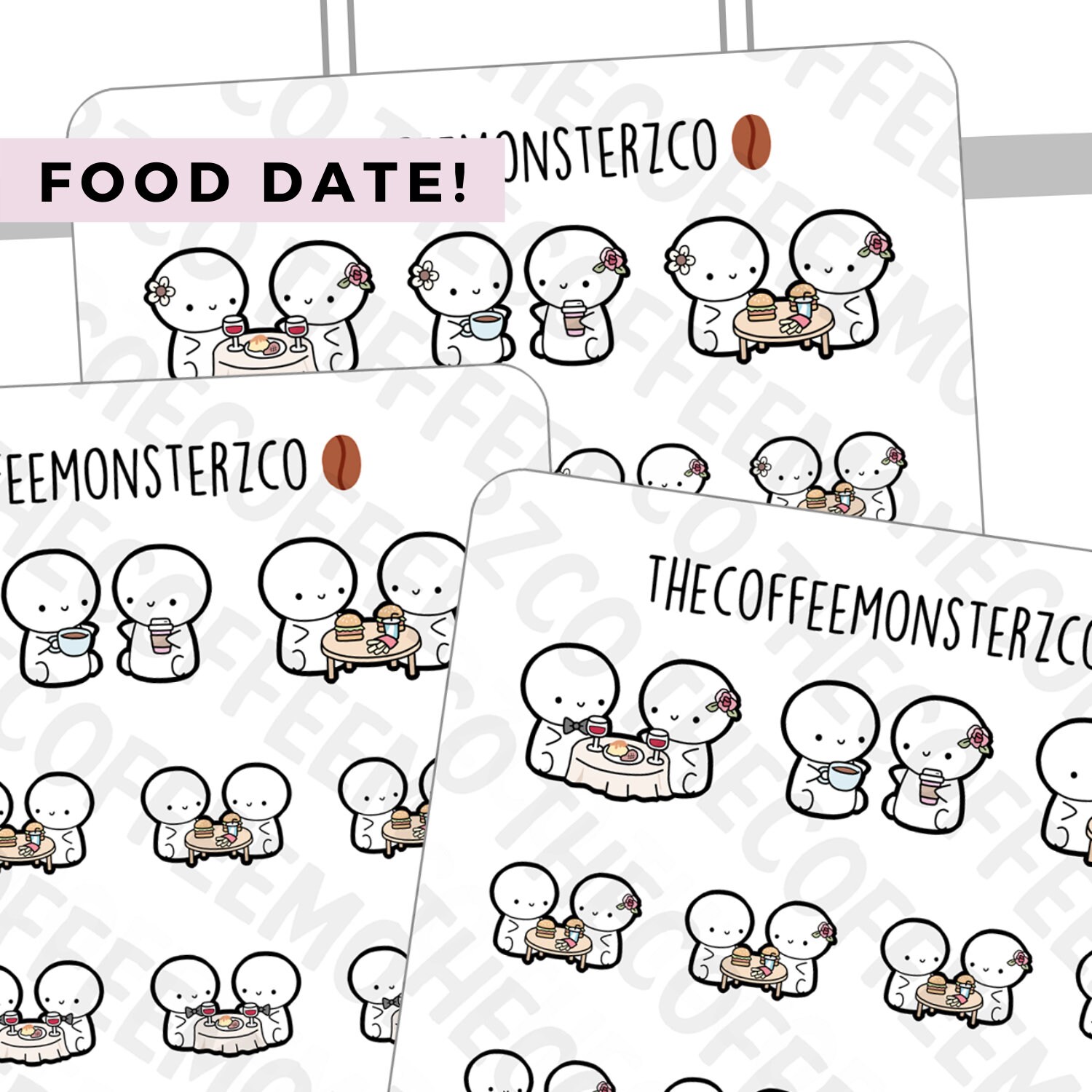 Dinner Date Emotis (Straight, Gay, Lesbian Options) | Hand Drawn Plan…