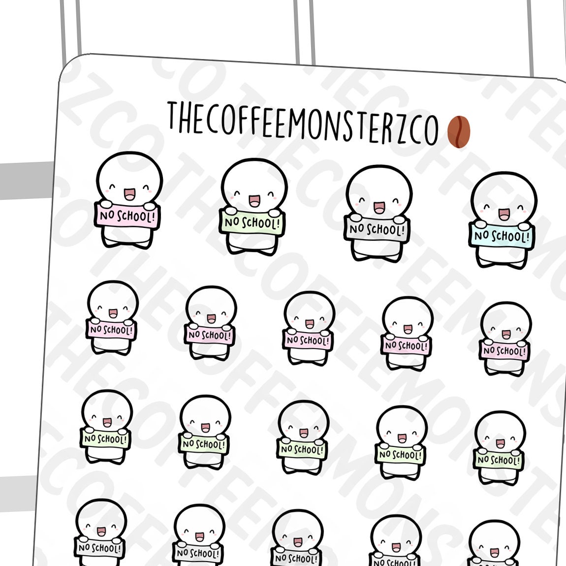 No School Emotis | Hand Drawn Planner Stickers and Bullet Journal Emo…