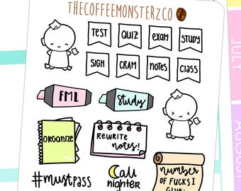 relatable student - hand drawn planner stickers C039