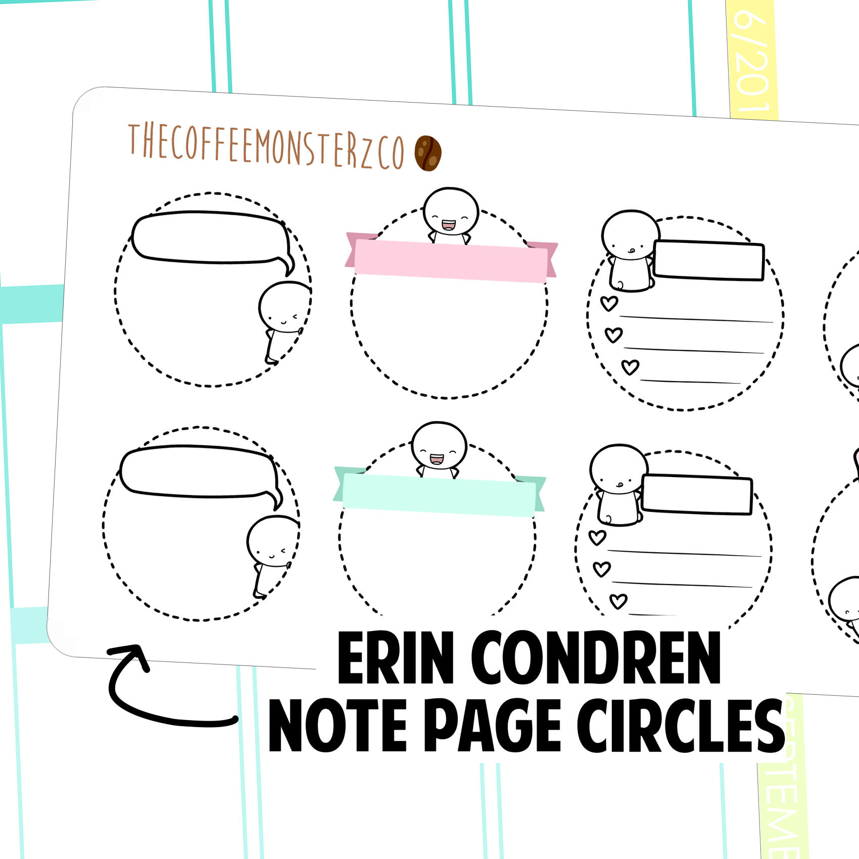 Emoti Note Page Circles | Hand Drawn Planner Stickers and Bullet Jour…