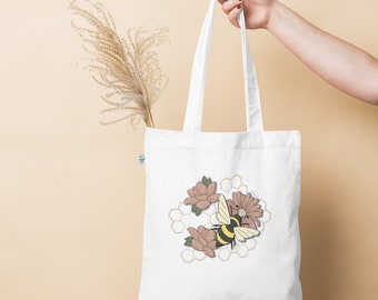 Cute Bee Print Tote Bag, Reusable Tote Bag