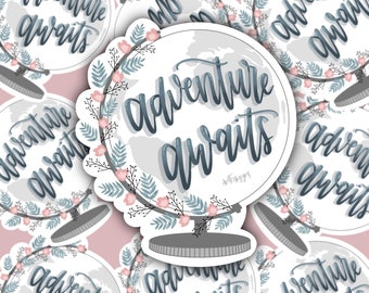 Adventure Awaits Sticker, Laptop Aufkleber, gedruckt auf hochwertigem Vinyl
