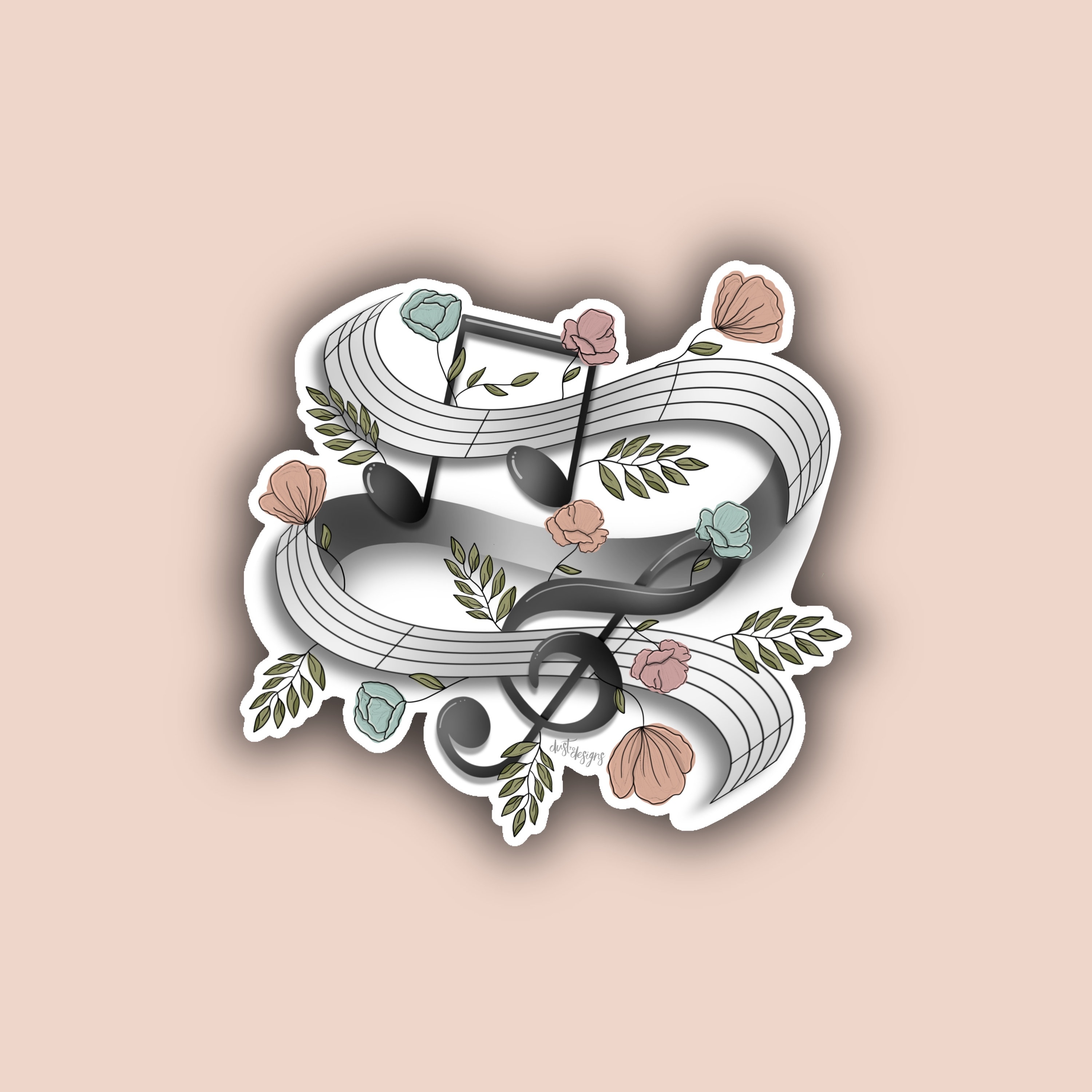 Draw Sticker Music Note Music Notes Sticker Laptop Decal - Etsy