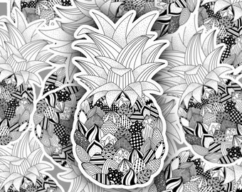Ananas Sticker auf hochwertigem Vinyl, Laptop Aufkleber