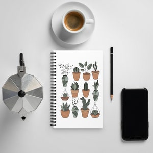 Cute Plant Lady Spiral Notebook, Book Journal, Reading Journal, Gift for Plant Lover, Book Lover