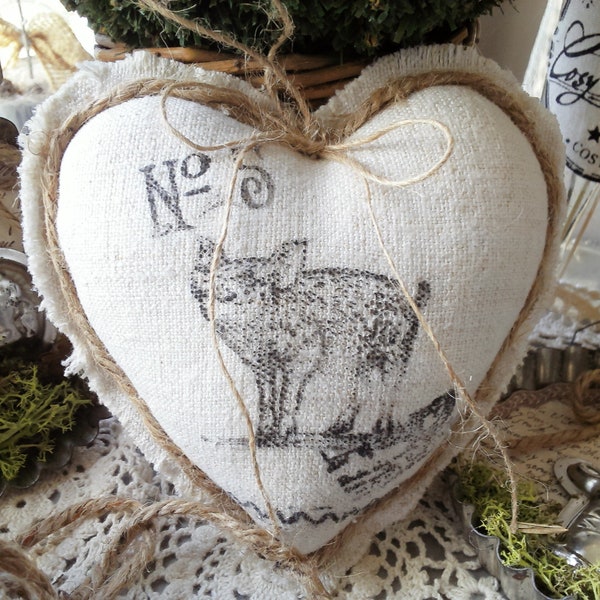 Coeur petit cochon brocante industriel shabby chic