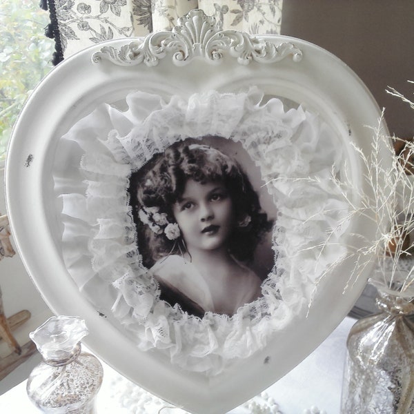 Cadre coeur XXL bouille d'ange shabby chic romantique