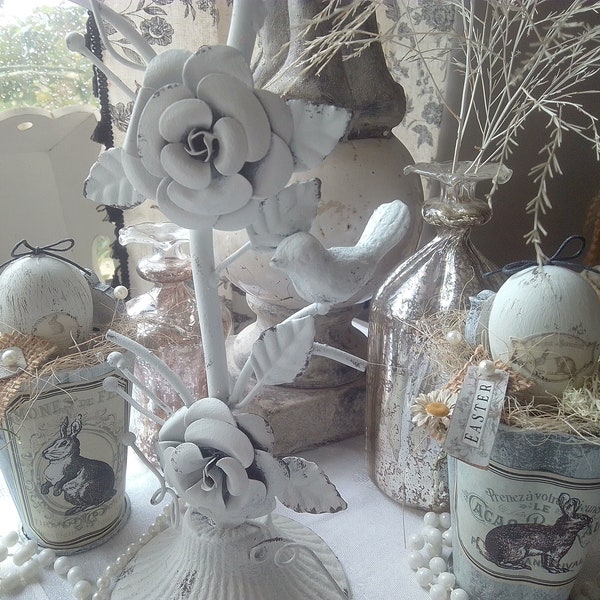 Bougeoir oiseau sur sa branche shabby chic romantique