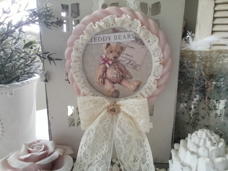 Médaille ourson teddy bear shabby chic image 1