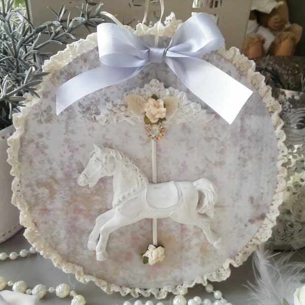 Médaille cheval de carrousel shabby chic