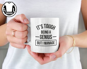 Zabawny, sarkastyczny kubek do kawy: Twardy geniusz, 11 uncji ceramiki