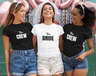 T-shirts vrijgezellenfeest bruid en bemanning: moderne shirts vrijgezellenfeest