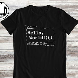 Hej världen: Rolig programmerare-t-shirt, programmerarhumor