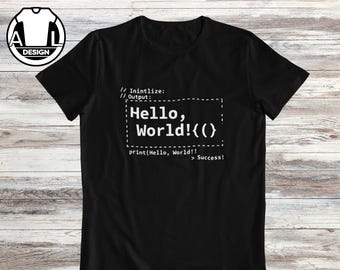 Hello world: Funny Coder Tee, programmer humor