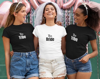 Camisetas para despedida de solteira da Noiva e da Tribo: Camisetas modernas para despedida de solteira