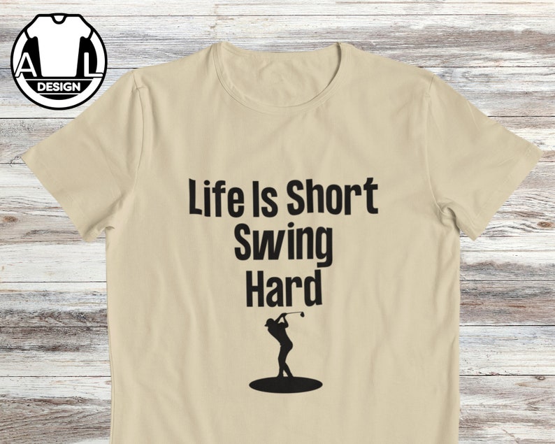 Golf t-shirt, life is short swing hard, golfer gift, golf lover shirt. zdjęcie 3