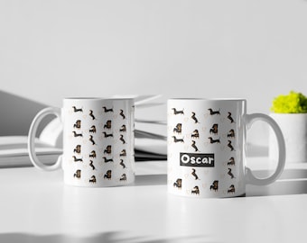 Personalised Dachshund Mug, Sausage Dog Mug, Sausage Dog Gifts, Personalised Dog mom, Dachshund Mug, Dog Gift, wiener dog, Pattern print