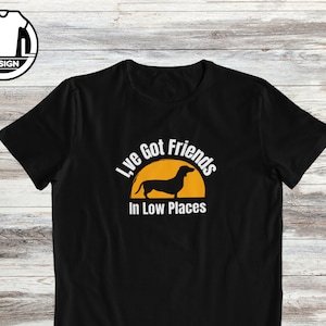 I&#39;ve got friends in low places, dachshund owner t-shirt, funny dog gift shirt, dog mom t-shirt, sausage dog shirt, dachshund shirt.