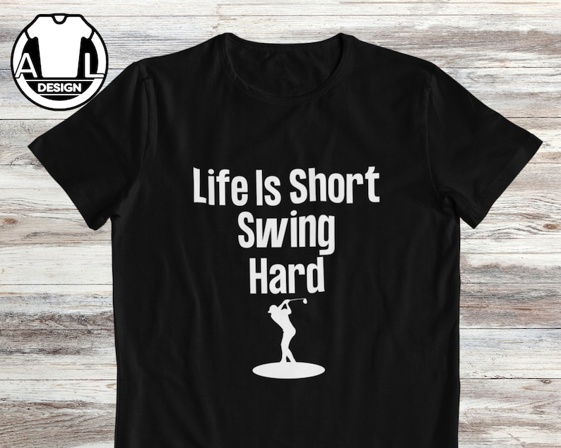 Golf t-shirt, life is short swing hard, golfer gift, golf lover shirt. zdjęcie 1