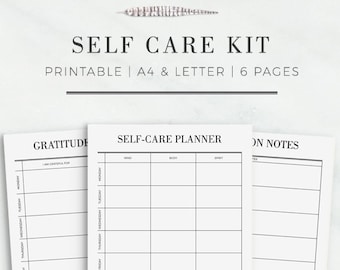 The Self Care Kit | Holistic Wellness Printable, Meditation Printable, Wellness Planner. Printable Self Care Journal, Gratitude Journal