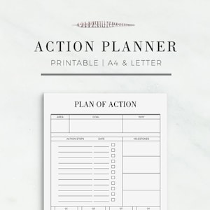 Action Planner Printable | Printable Productivity Planner | Plan of Action Printable | Digital Download Planner Kit | Idea Planner Printable