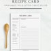 Recipe Card | Printable Recipe Cards | US Letter, Half Letter, A4 and A5 | Editable Recipe Binder Template | Editable Recipe Cards 