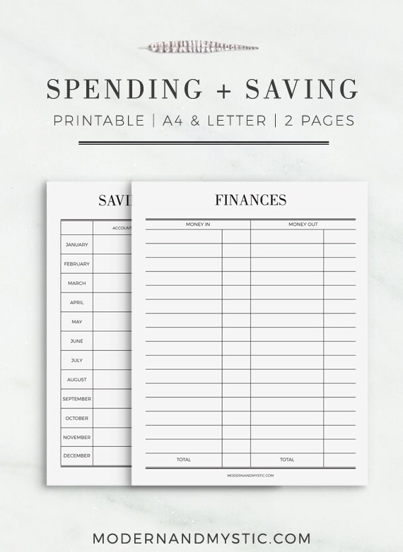 spending and saving printable set printable finance planner etsy
