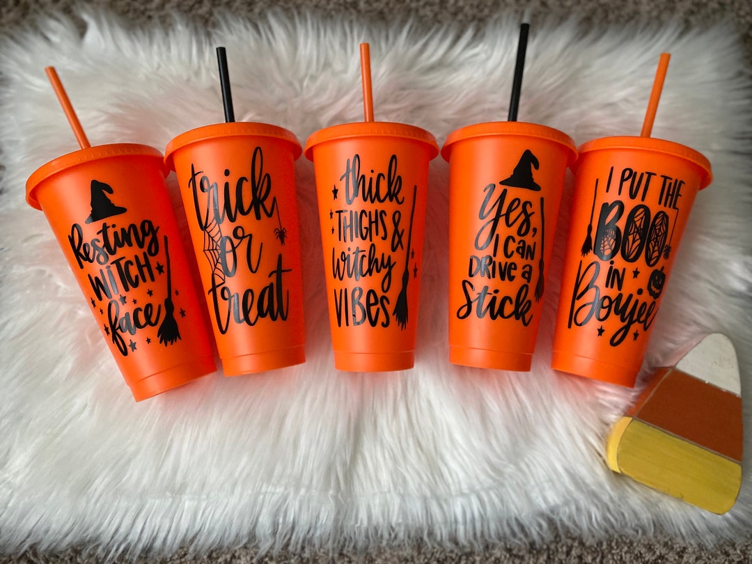 Halloween Reusable Cold Cup With Lid & Straw Spooky Season Etsy